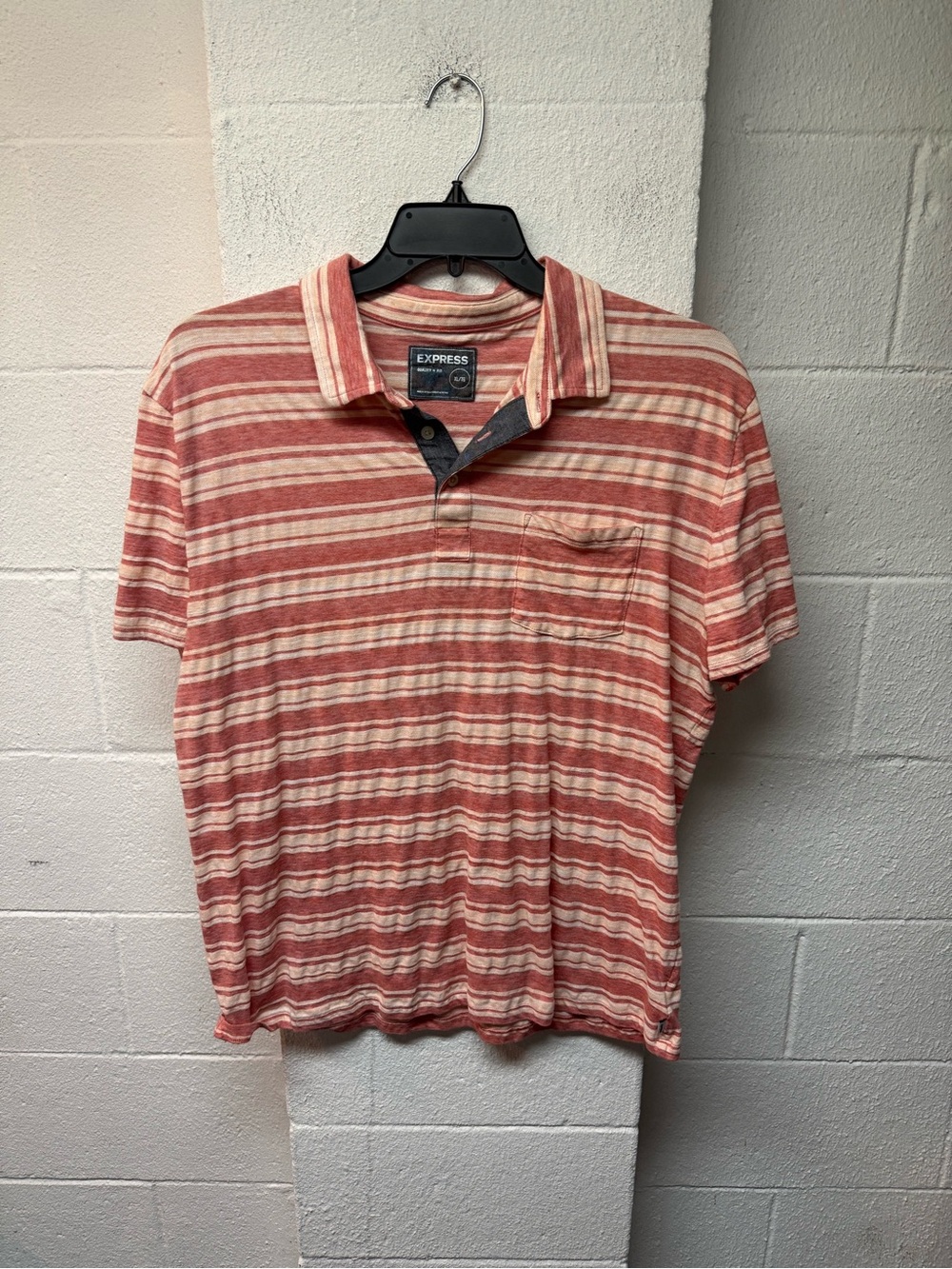 Express Men’s Orange Stripe Polo Shirt